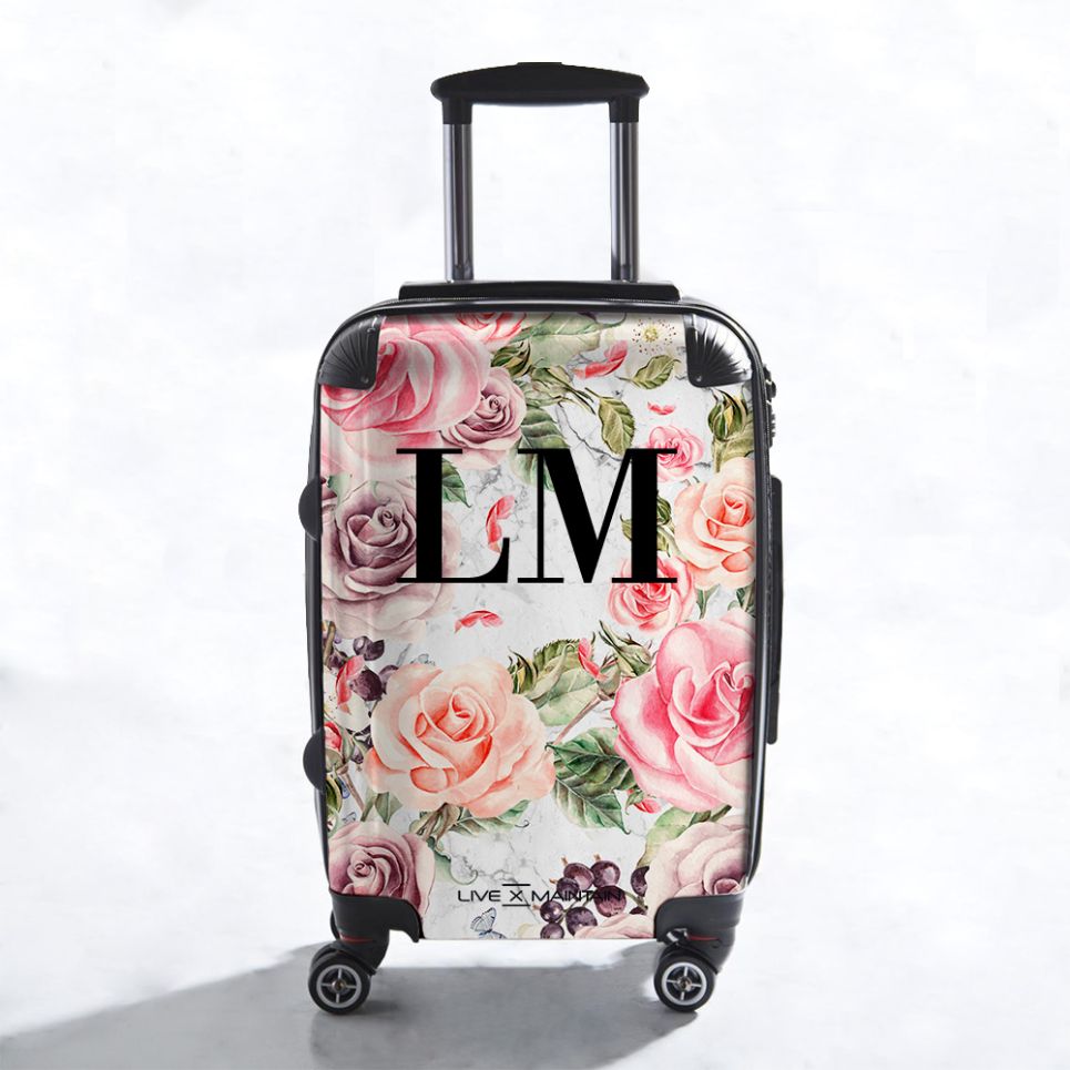 Personalised Watercolor Floral Initials Suitcase
