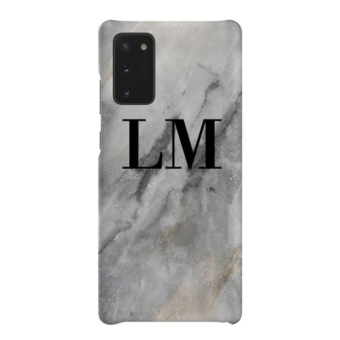 Personalised Grey Stone Marble Initials Samsung Galaxy Note 20 Case