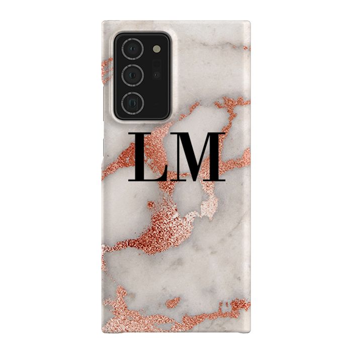 Personalised Grey x Rose Gold Marble Initials Samsung Galaxy Note 20 Ultra Case