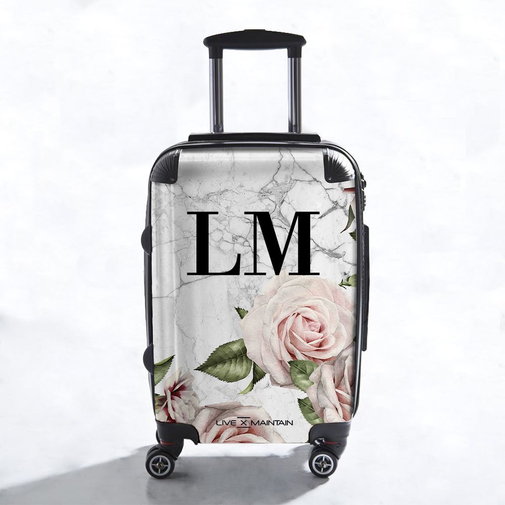 Personalised Floral Marble Initials Suitcase