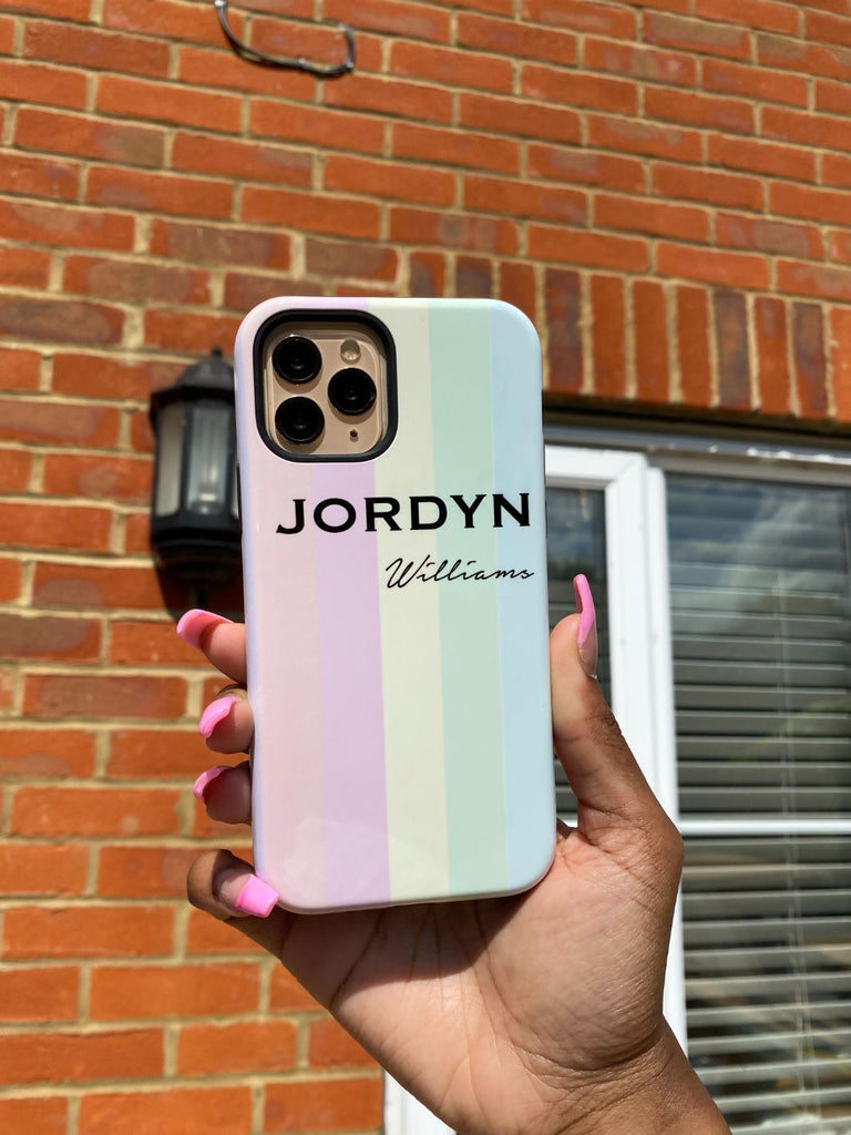Personalised Pastel Stripes iPhone 14 Plus Case