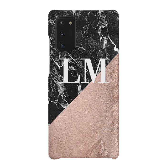 Personalised Black x Rose Gold Marble Samsung Galaxy Note 20 Case