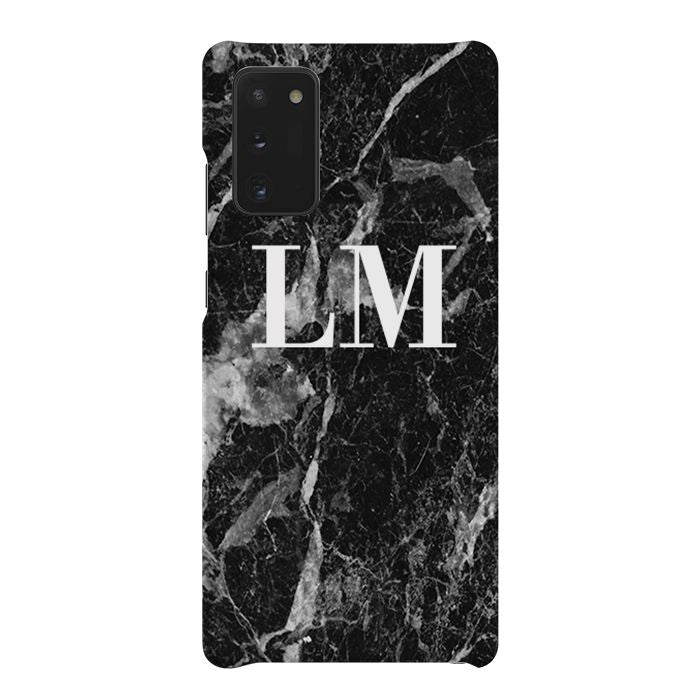 Personalised Black Stone Marble Initials Samsung Galaxy Note 20 Case