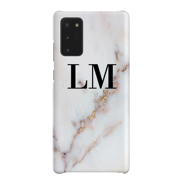 Personalised Gold Stained Marble Initials Samsung Galaxy Note 20 Case