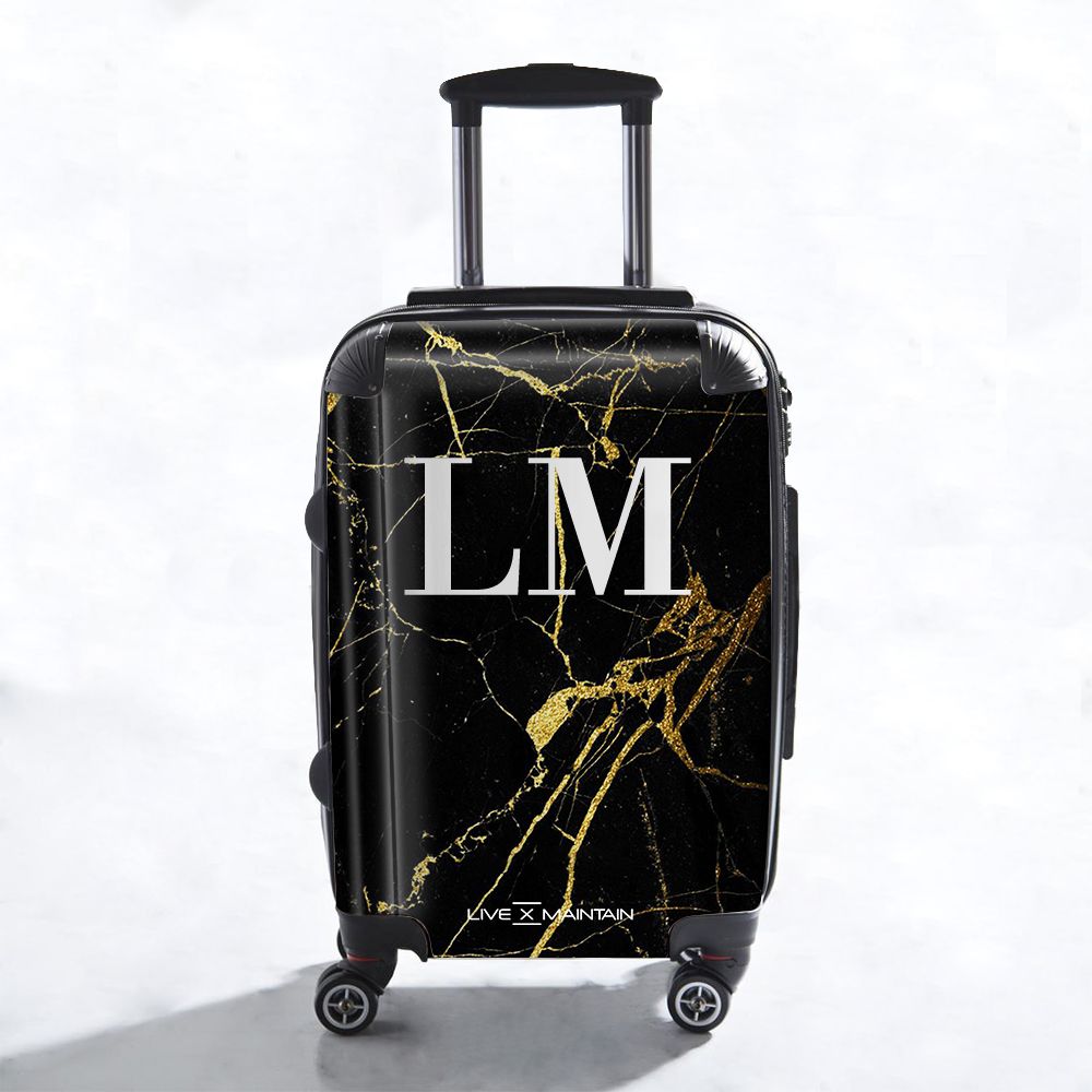 Personalised x Gold Marble Initials Suitcase