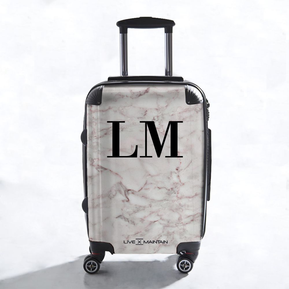 Personalised White Napoli Marble Initials Suitcase