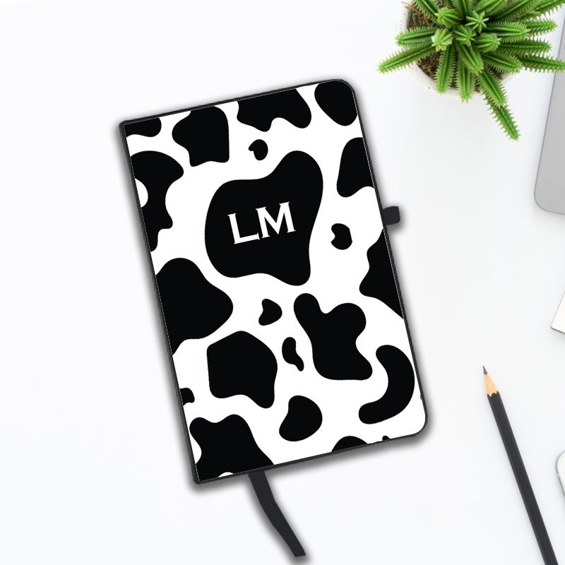 Personalised Cow Print Initials Name Notebook