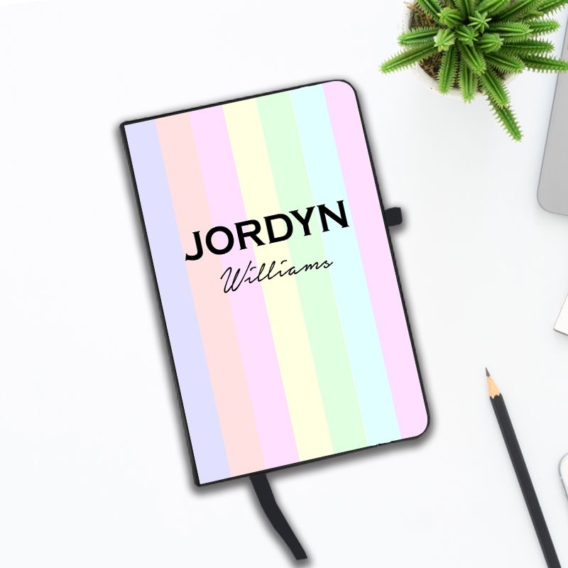 Personalised Pastel Stripes Name Notebook