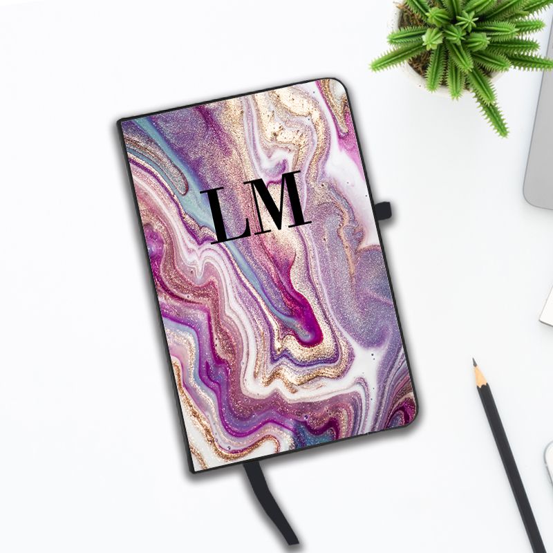 Personalised Violet Marble Initials Notebook