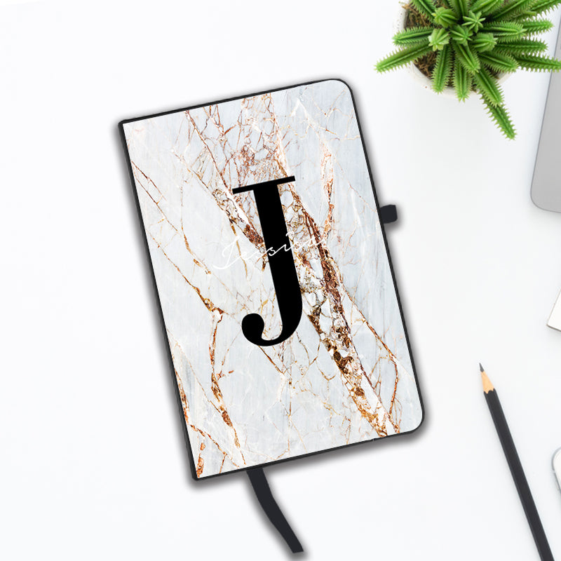 Personalised Cracked Marble Name Initial Notebook