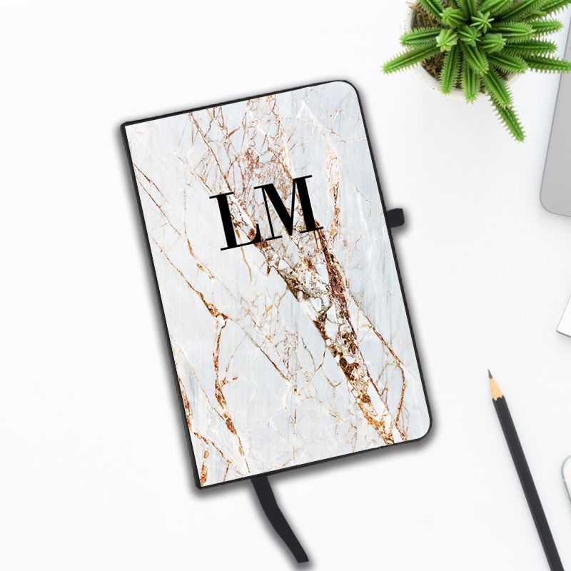 Personalised Cracked Marble Initials Notebook