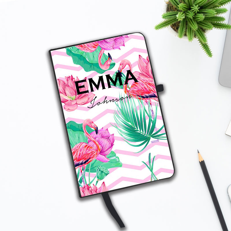 Personalised Flamingo Name Notebook