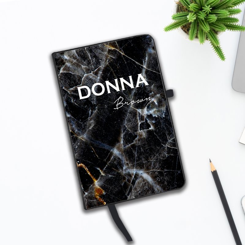 Personalised Midnight Marble Name Notebook