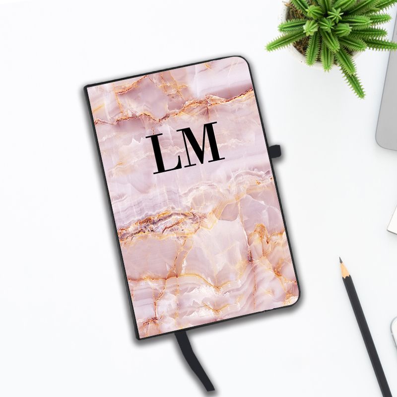 Personalised Natural Pink Marble Notebook