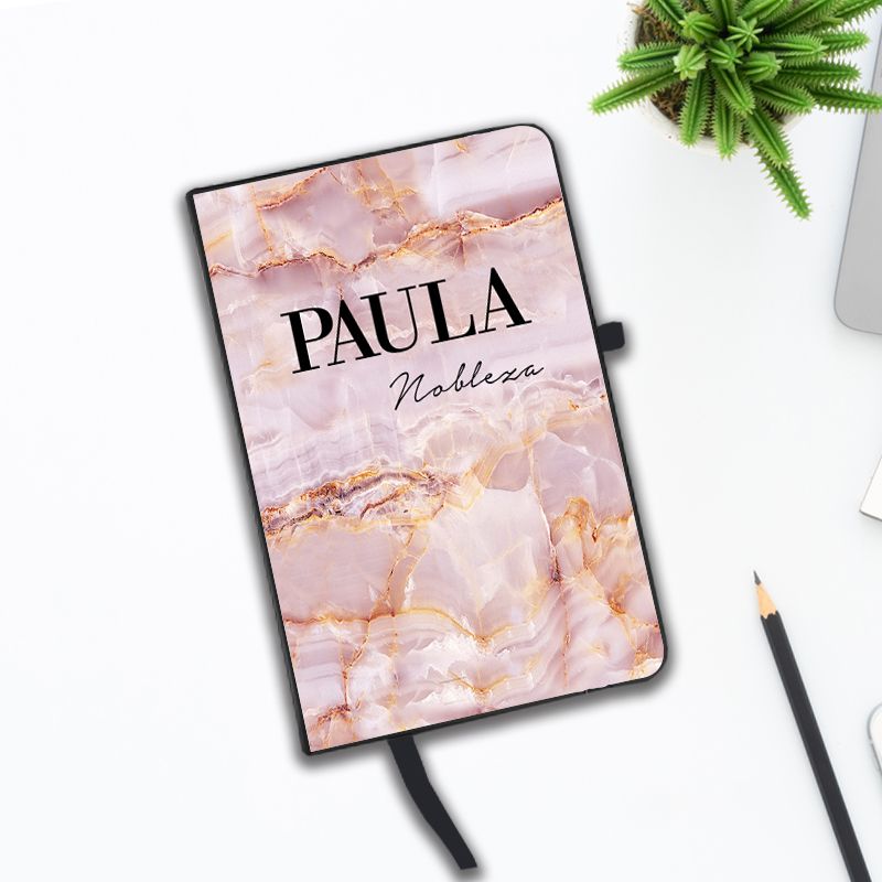 Personalised Natural Pink Marble Name Notebook