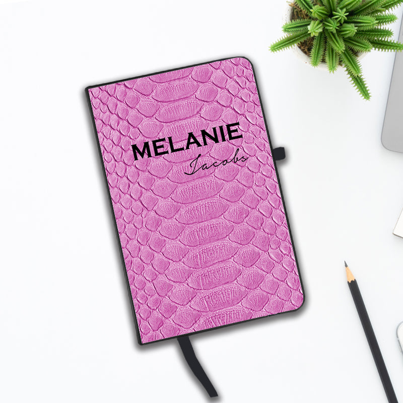 Personalised Pink Snake Skin Name Notebook