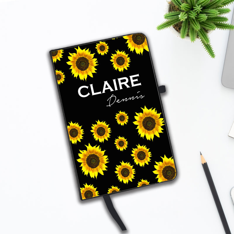 Personalised Sunflower Name Notebook