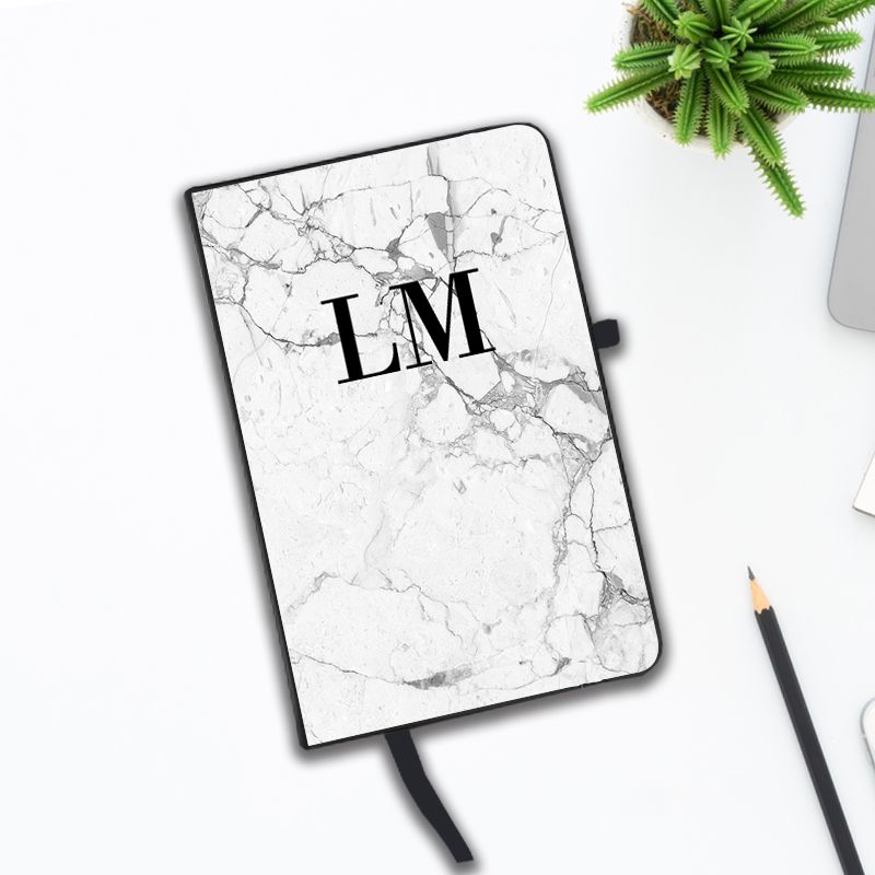 Personalised White Marble Notebook