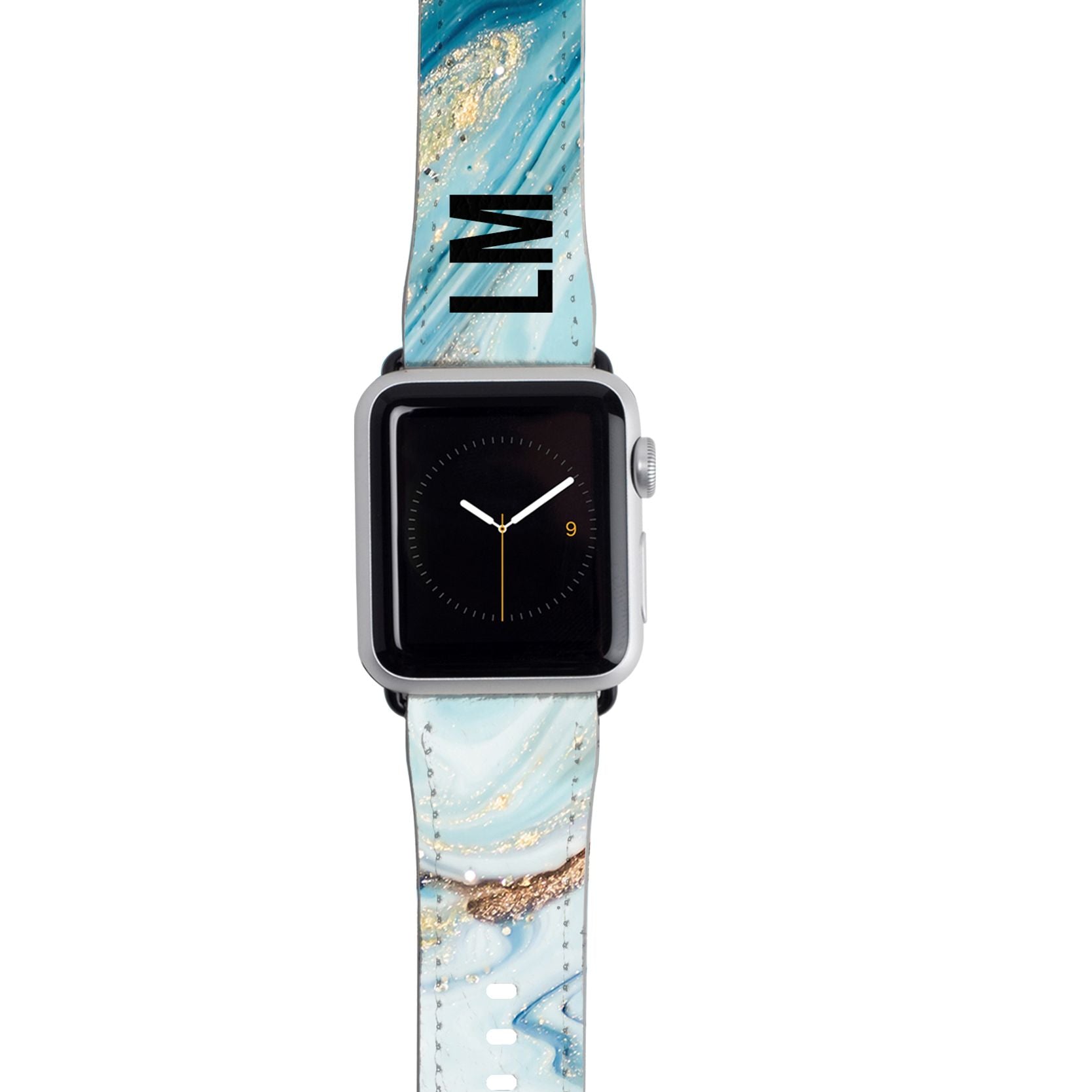 Personalised Emerald Marble Initials Apple Watch Strap