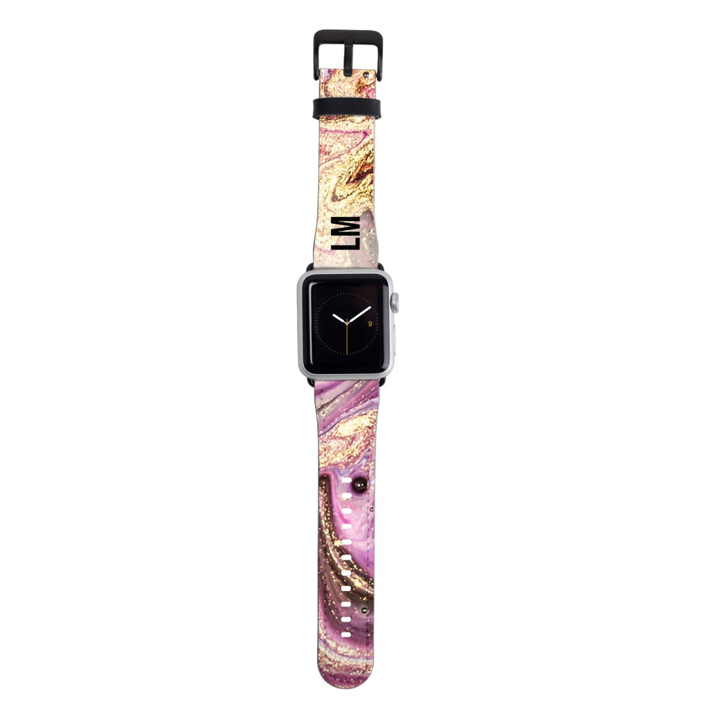 Personalised Gouache Marble initial Apple Watch Strap