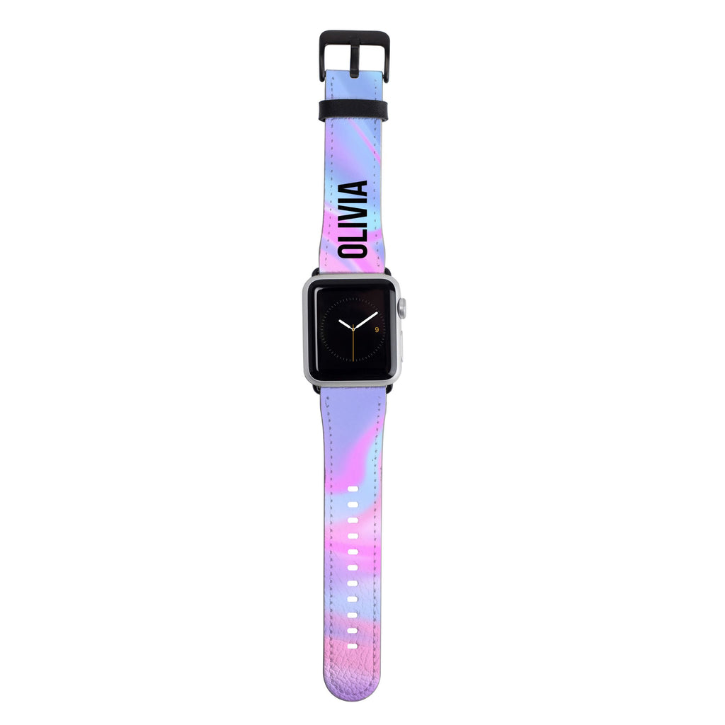 Personalised Luxe Blue Name Apple Watch Strap