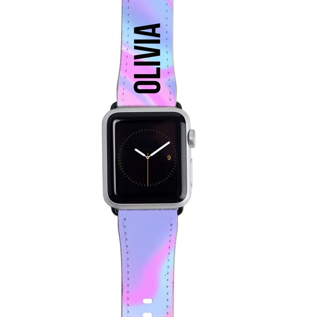 Personalised Luxe Blue Name Apple Watch Strap