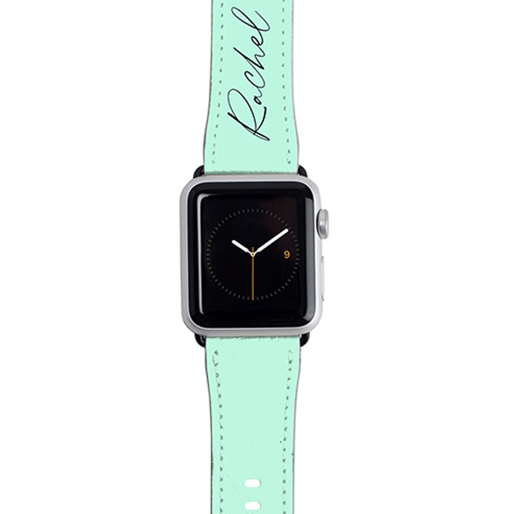 Personalised Pale Green Name Apple Watch Strap