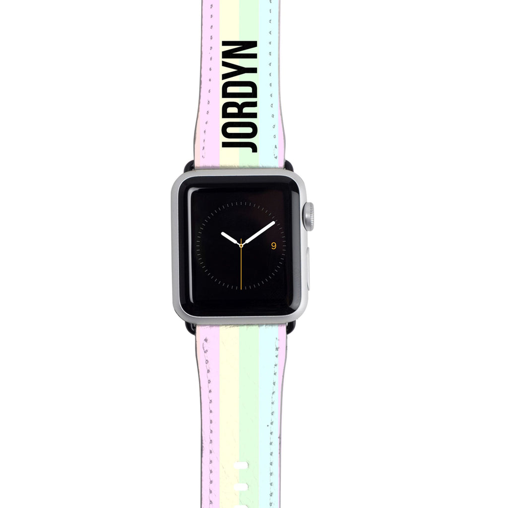 Personalised Pastel Stripes Apple Watch Strap