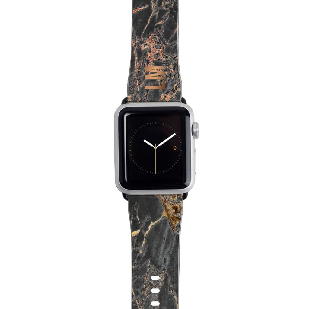 Personalised Slate Marble Bronze Initial Apple Watch Strap