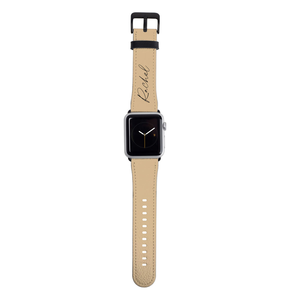 Personalised Tan Name Apple Watch Strap