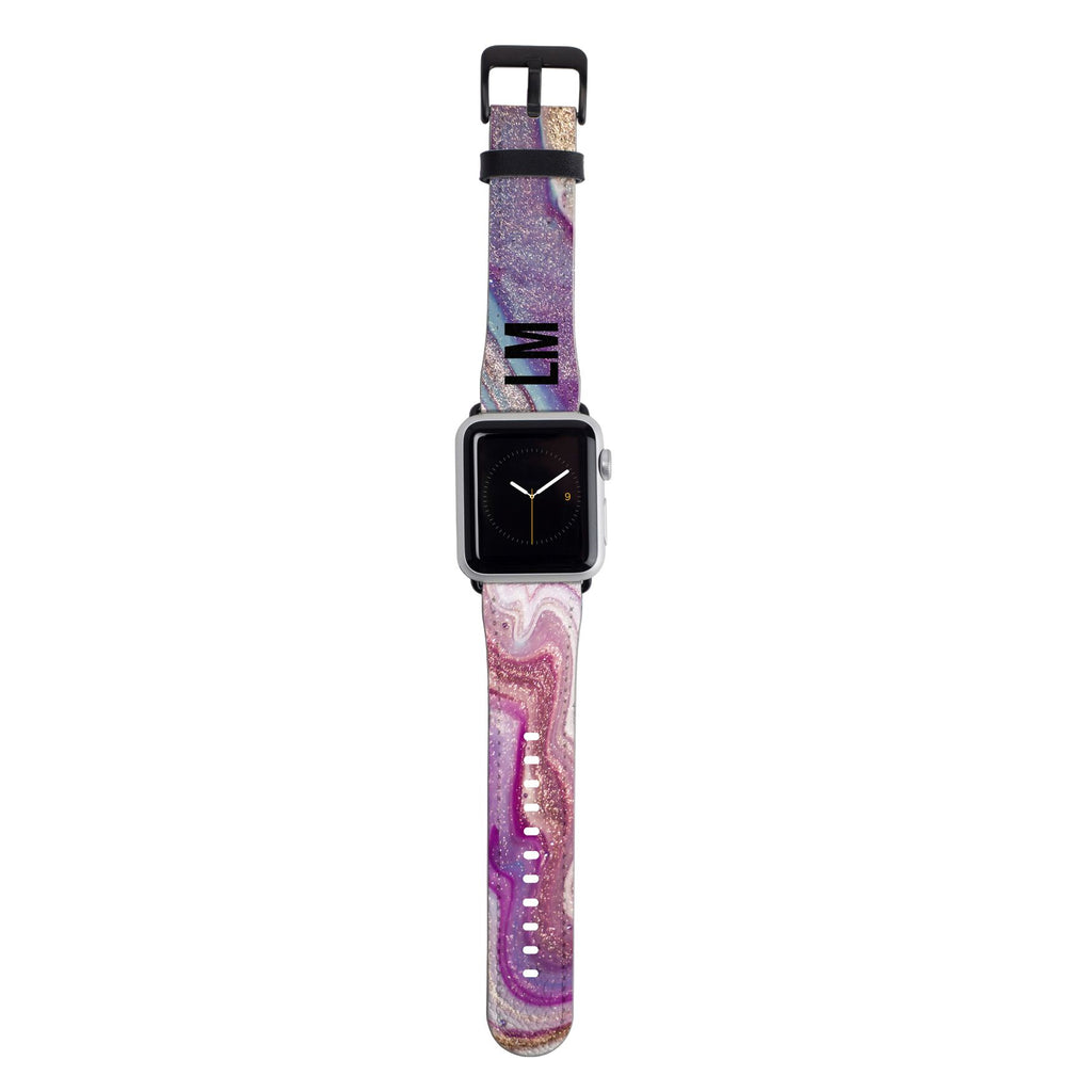 Personalised Violet Marble Initials Apple Watch Strap