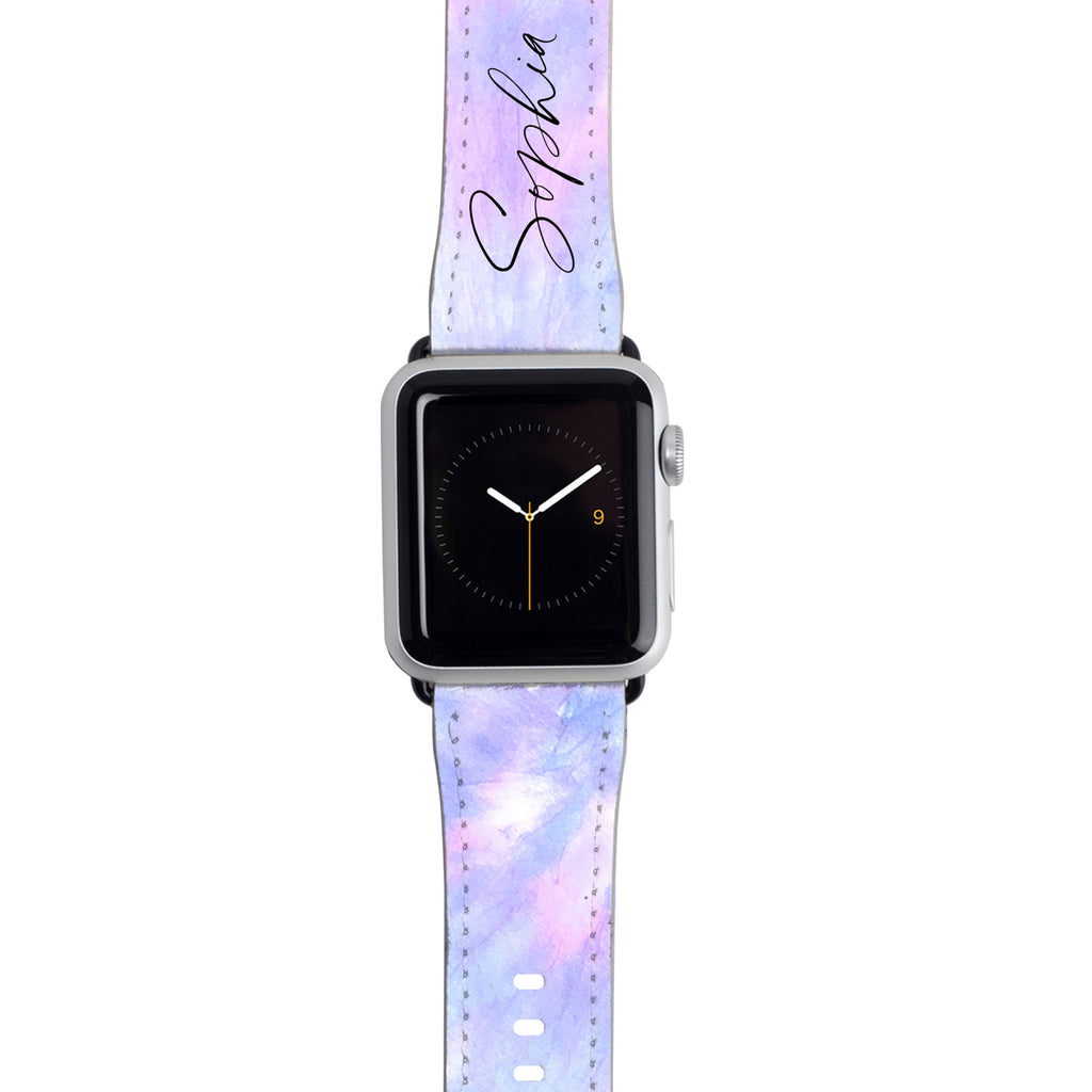 Personalised Blue Tie Dye Name Apple Watch Strap