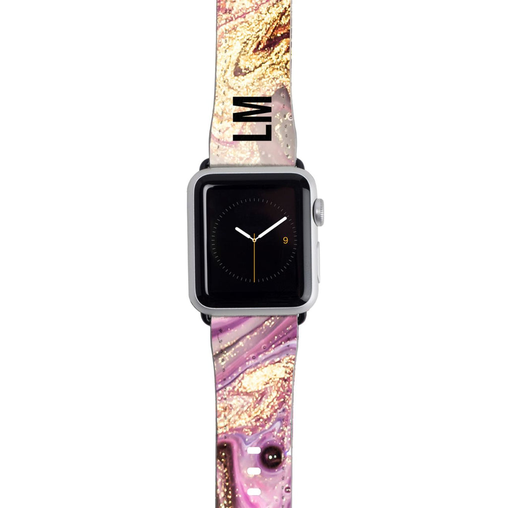 Personalised Gouache Marble initial Apple Watch Strap