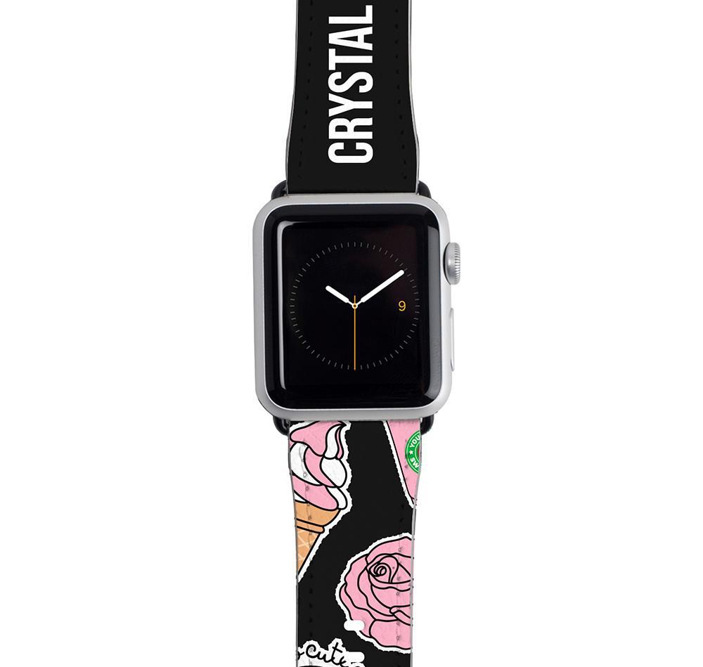 Personalised Pink Sticker Apple Watch Strap
