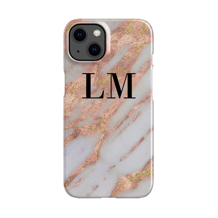 Personalised Aprilia Marble Initials iPhone 15 Plus Case