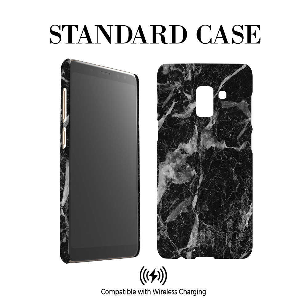 Personalised Black Stone Marble Initials Samsung Galaxy A8 Case
