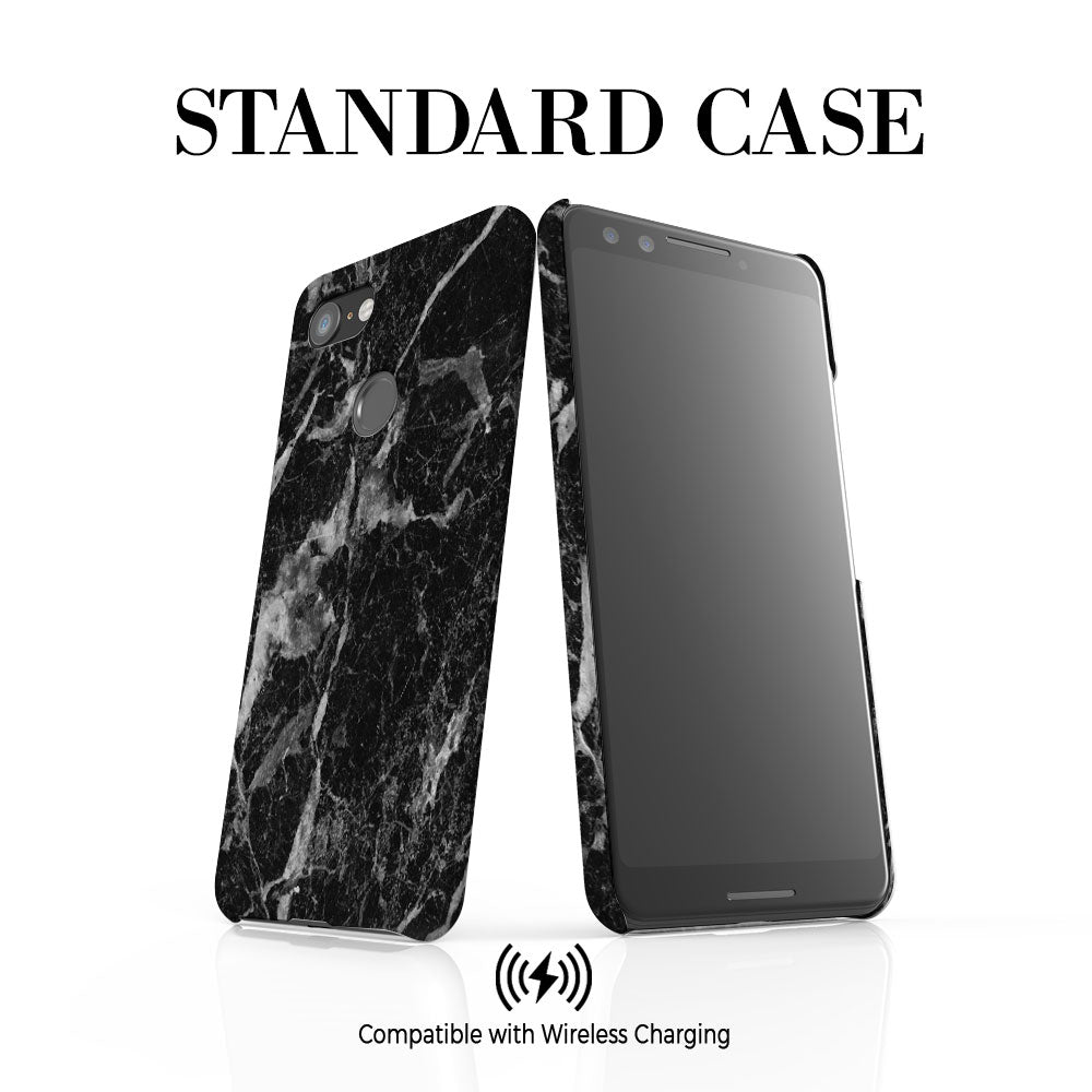 Personalised Black Stone Marble Initials Google Pixel 3 Case