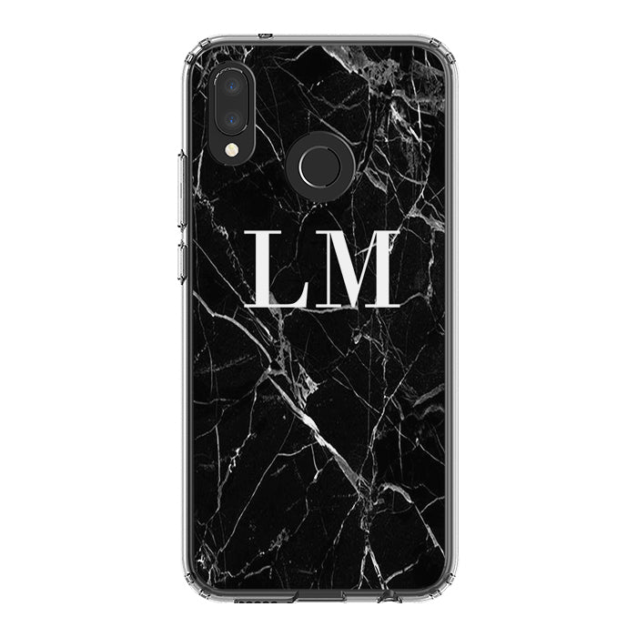 Personalised Black Marble Initials Huawei P20 Lite Case