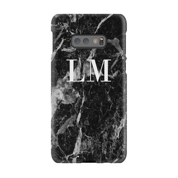 Personalised Black Stone Marble Initials Samsung Galaxy S10e Case