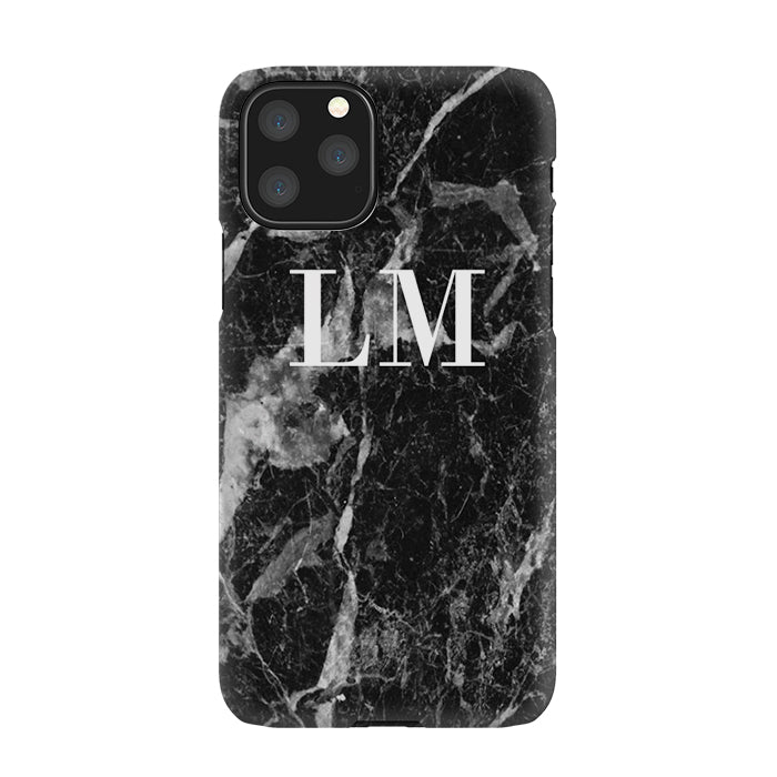 Personalised Black Stone Marble Initials iPhone 11 Pro Case