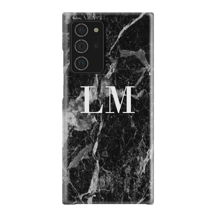 Personalised Black Stone Marble Initials Samsung Galaxy Note 20 Ultra Case