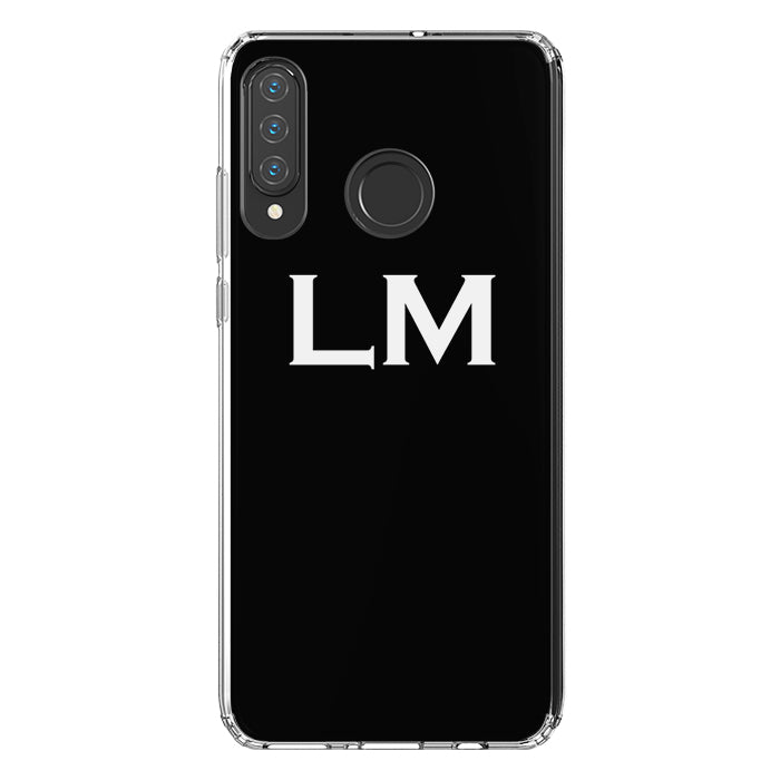 Personalised Black x White Top Initials Huawei P30 Lite Case