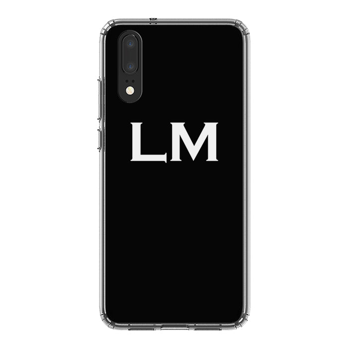 Personalised Black x White Top Initials Huawei P20 Case