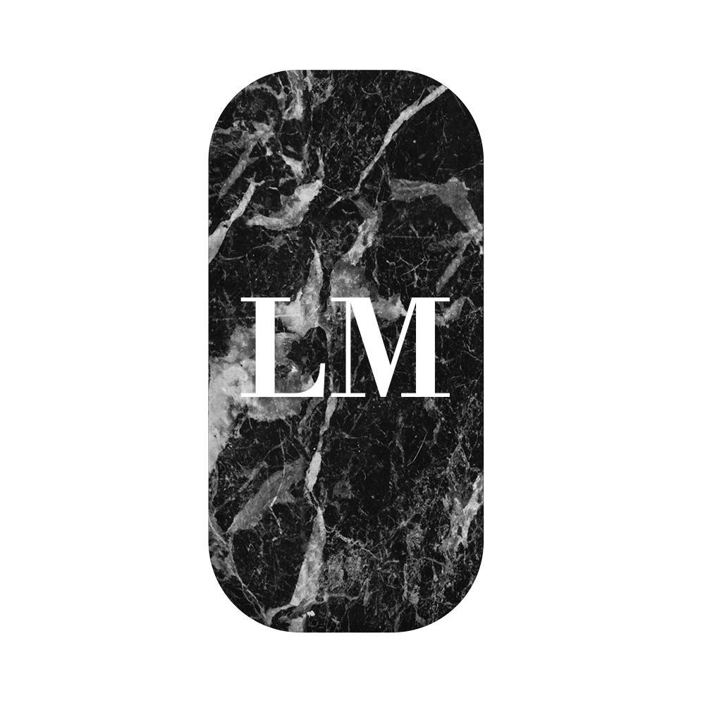 Personalised Black Stone Marble Initials Clickit Phone grip