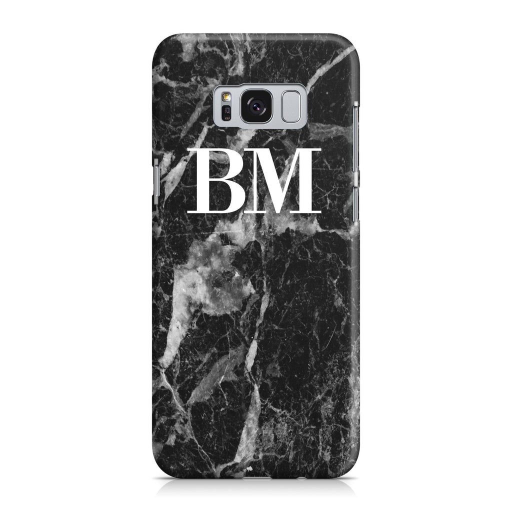 Personalised Black Stone Marble Initials Samsung Galaxy S8 Plus Case