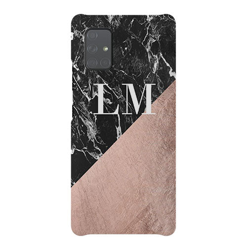 Personalised Black x Rose Gold Marble Samsung Galaxy A71 Case