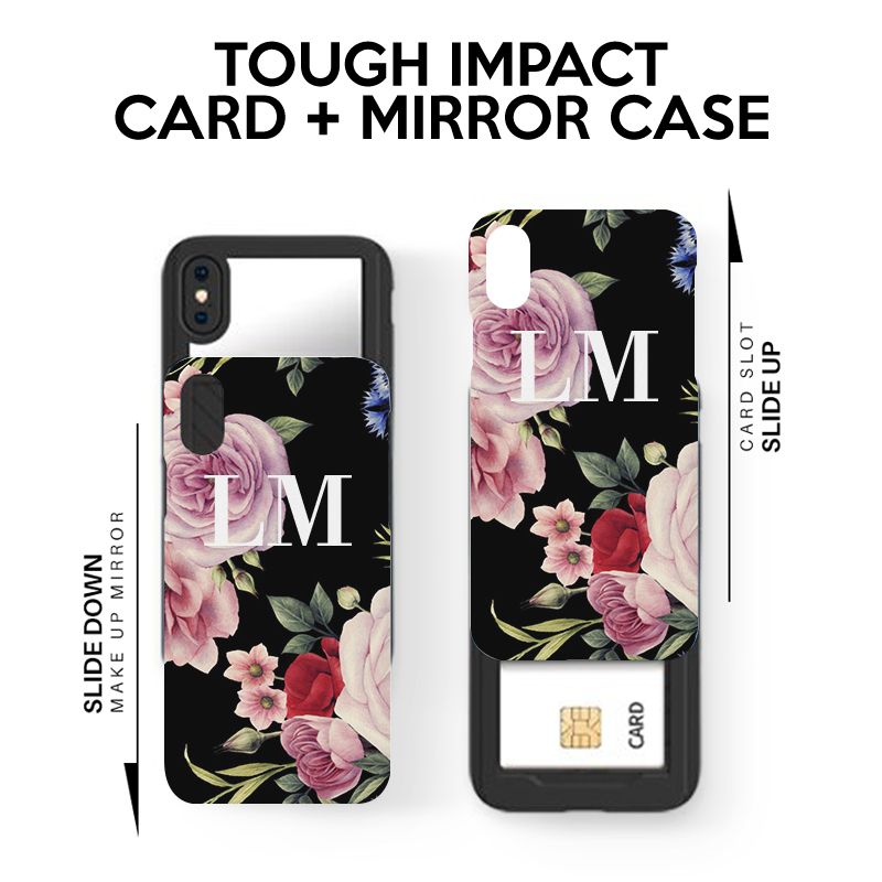 Personalised Black Floral Blossom Initials iPhone 12 Case