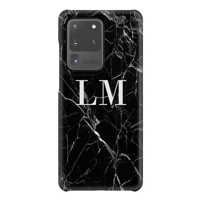 Personalised Black Marble Initials Samsung Galaxy S20 Ultra Case