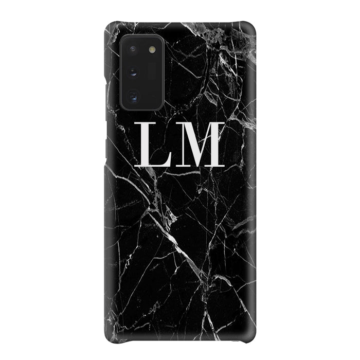 Personalised Black Marble Initials Samsung Galaxy Note 20 Case