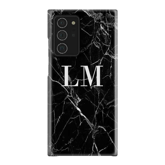 Personalised Black Marble Initials Samsung Galaxy Note 20 Ultra Case